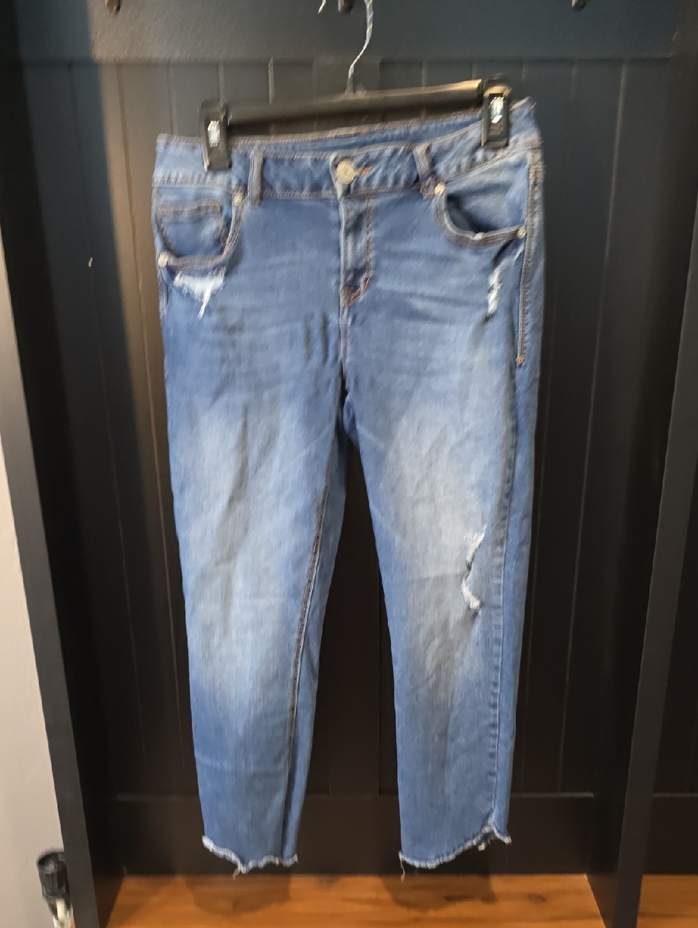 Maurices Classic Blue Distressed Cropped  Women's Jeans